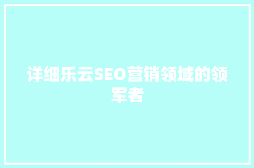 详细乐云SEO营销领域的领军者