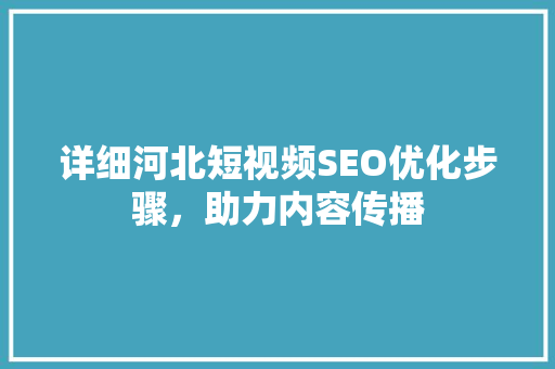详细河北短视频SEO优化步骤，助力内容传播