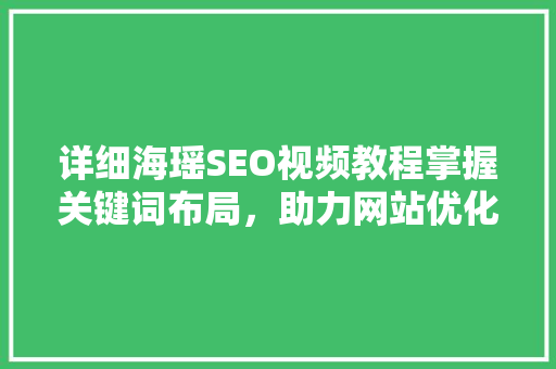 详细海瑶SEO视频教程掌握关键词布局，助力网站优化