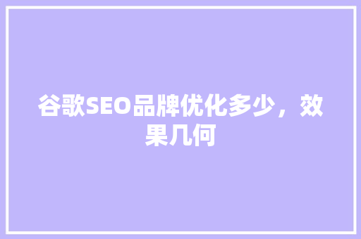 谷歌SEO品牌优化多少，效果几何  第1张