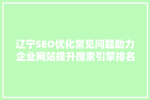 辽宁SEO优化常见问题助力企业网站提升搜索引擎排名  第1张