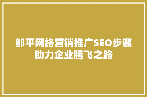 邹平网络营销推广SEO步骤助力企业腾飞之路
