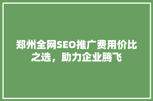 郑州全网SEO推广费用价比之选，助力企业腾飞
