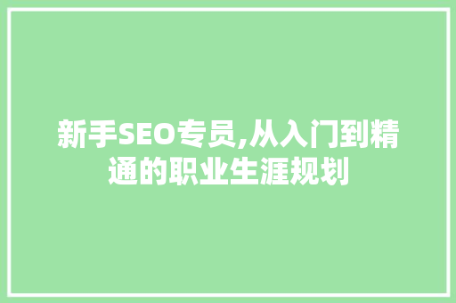 新手SEO专员,从入门到精通的职业生涯规划  第1张