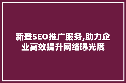 新登SEO推广服务,助力企业高效提升网络曝光度