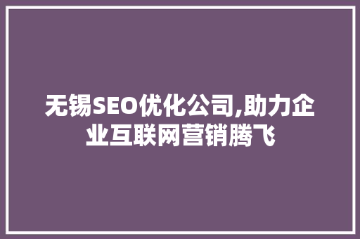 无锡SEO优化公司,助力企业互联网营销腾飞