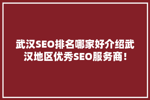 武汉SEO排名哪家好介绍武汉地区优秀SEO服务商！