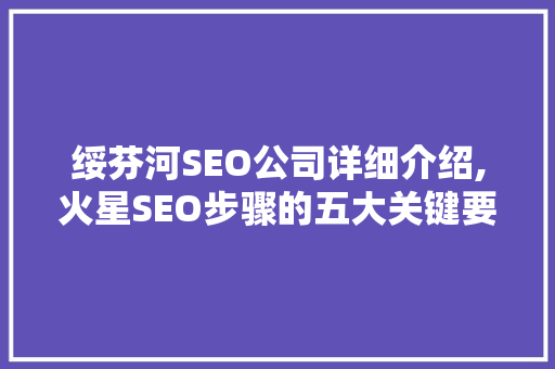 绥芬河SEO公司详细介绍,火星SEO步骤的五大关键要素