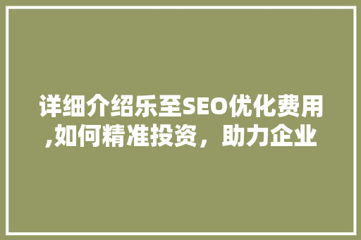 详细介绍乐至SEO优化费用,如何精准投资，助力企业腾飞