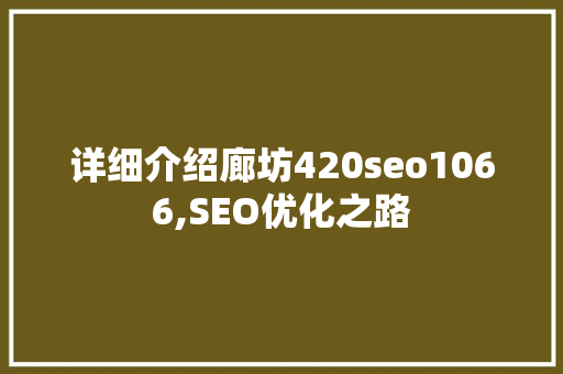详细介绍廊坊420seo1066,SEO优化之路