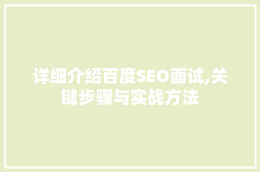 详细介绍百度SEO面试,关键步骤与实战方法  第1张