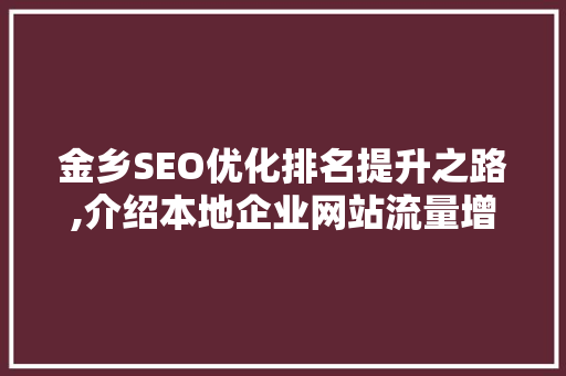 金乡SEO优化排名提升之路,介绍本地企业网站流量增长的方法