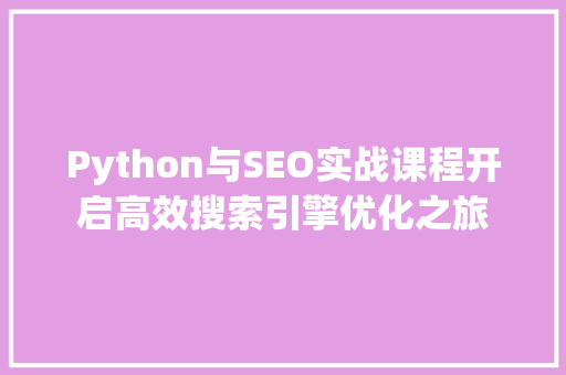 Python与SEO实战课程开启高效搜索引擎优化之旅