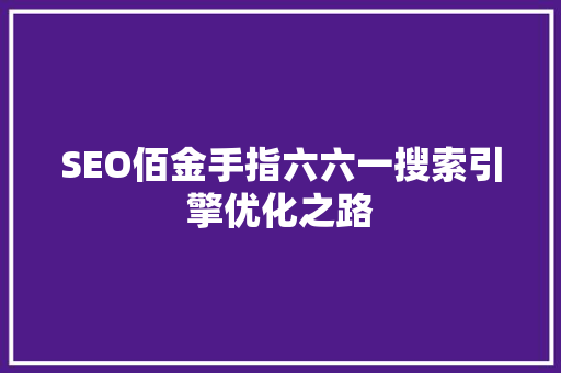 SEO佰金手指六六一搜索引擎优化之路