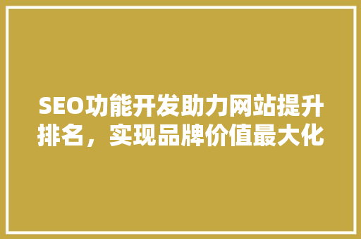 SEO功能开发助力网站提升排名，实现品牌价值最大化
