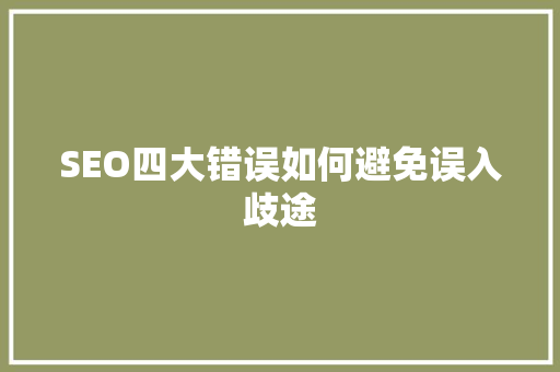 SEO四大错误如何避免误入歧途