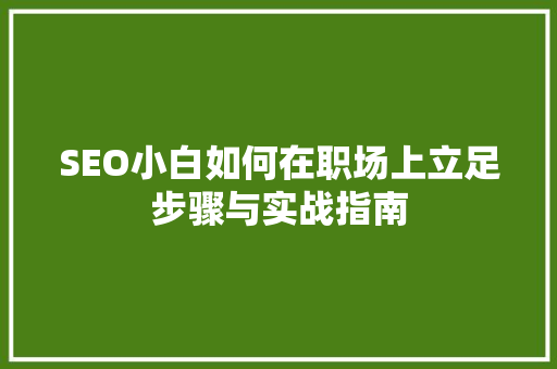 SEO小白如何在职场上立足步骤与实战指南