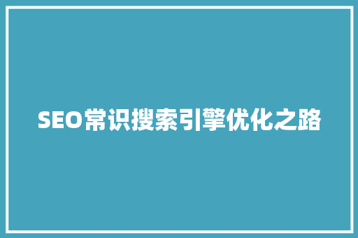 SEO常识搜索引擎优化之路