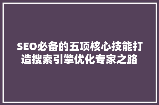 SEO必备的五项核心技能打造搜索引擎优化专家之路
