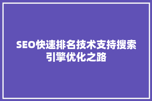 SEO快速排名技术支持搜索引擎优化之路  第1张