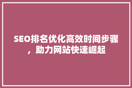 SEO排名优化高效时间步骤，助力网站快速崛起