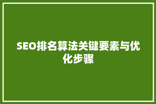 SEO排名算法关键要素与优化步骤