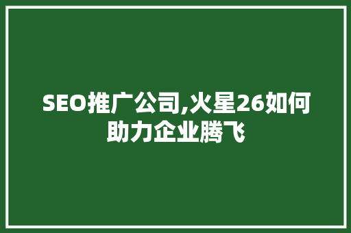 SEO推广公司,火星26如何助力企业腾飞