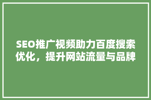 SEO推广视频助力百度搜索优化，提升网站流量与品牌影响力