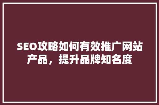 SEO攻略如何有效推广网站产品，提升品牌知名度