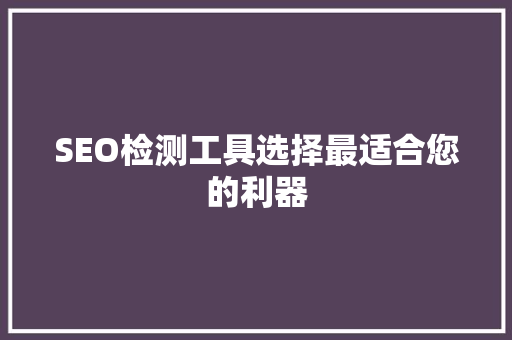 SEO检测工具选择最适合您的利器