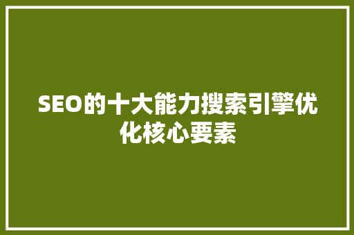 SEO的十大能力搜索引擎优化核心要素