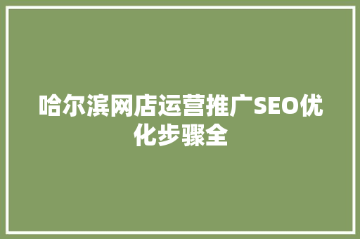 哈尔滨网店运营推广SEO优化步骤全