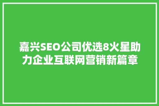 嘉兴SEO公司优选8火星助力企业互联网营销新篇章