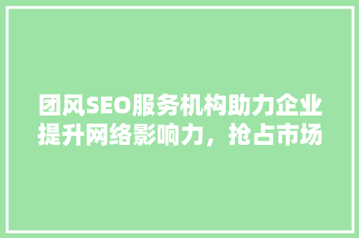 团风SEO服务机构助力企业提升网络影响力，抢占市场先机