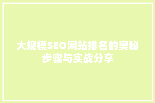 大规模SEO网站排名的奥秘步骤与实战分享