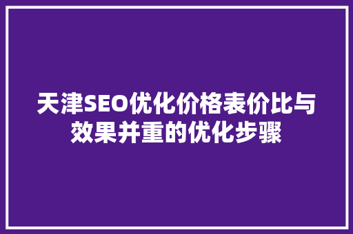 天津SEO优化价格表价比与效果并重的优化步骤
