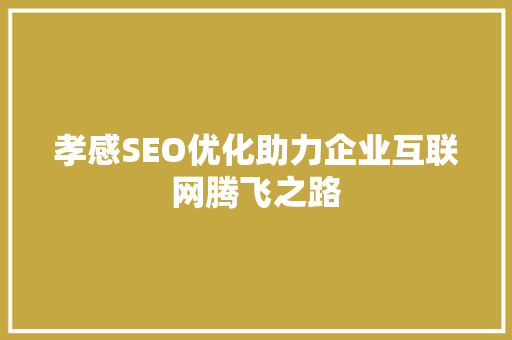 孝感SEO优化助力企业互联网腾飞之路