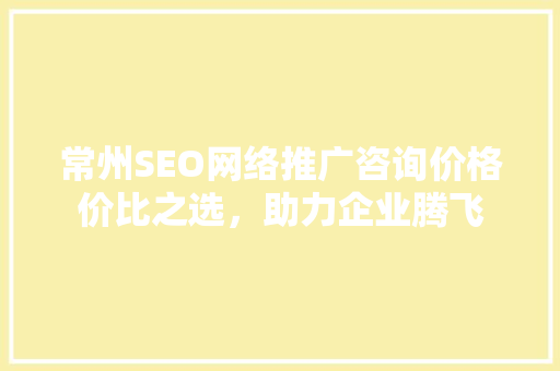 常州SEO网络推广咨询价格价比之选，助力企业腾飞