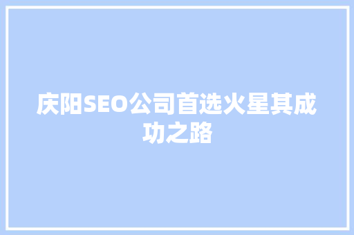 庆阳SEO公司首选火星其成功之路