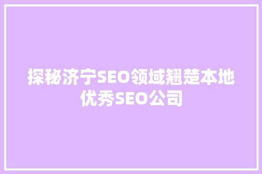 探秘济宁SEO领域翘楚本地优秀SEO公司