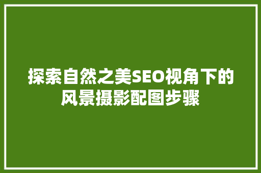 探索自然之美SEO视角下的风景摄影配图步骤