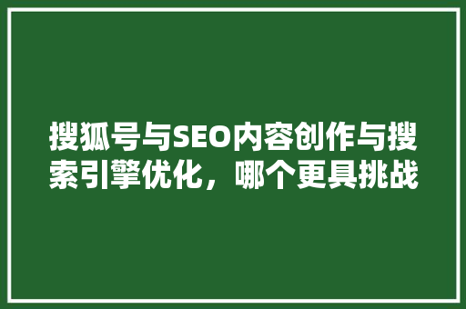 搜狐号与SEO内容创作与搜索引擎优化，哪个更具挑战