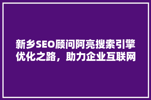 新乡SEO顾问阿亮搜索引擎优化之路，助力企业互联网营销腾飞