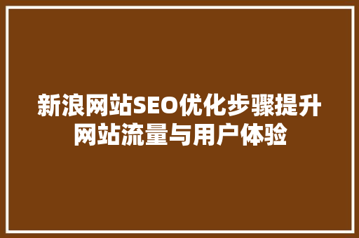新浪网站SEO优化步骤提升网站流量与用户体验