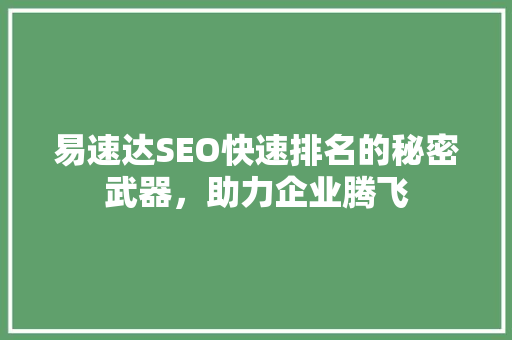 易速达SEO快速排名的秘密武器，助力企业腾飞