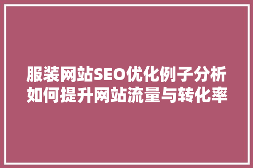服装网站SEO优化例子分析如何提升网站流量与转化率