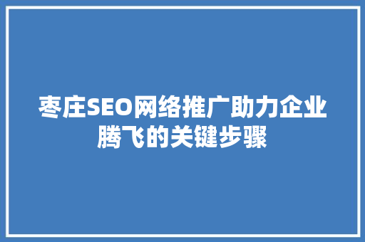 枣庄SEO网络推广助力企业腾飞的关键步骤