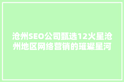 沧州SEO公司甄选12火星沧州地区网络营销的璀璨星河