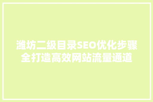 潍坊二级目录SEO优化步骤全打造高效网站流量通道