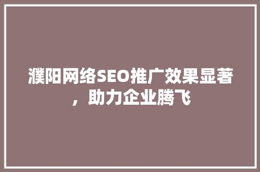 濮阳网络SEO推广效果显著，助力企业腾飞